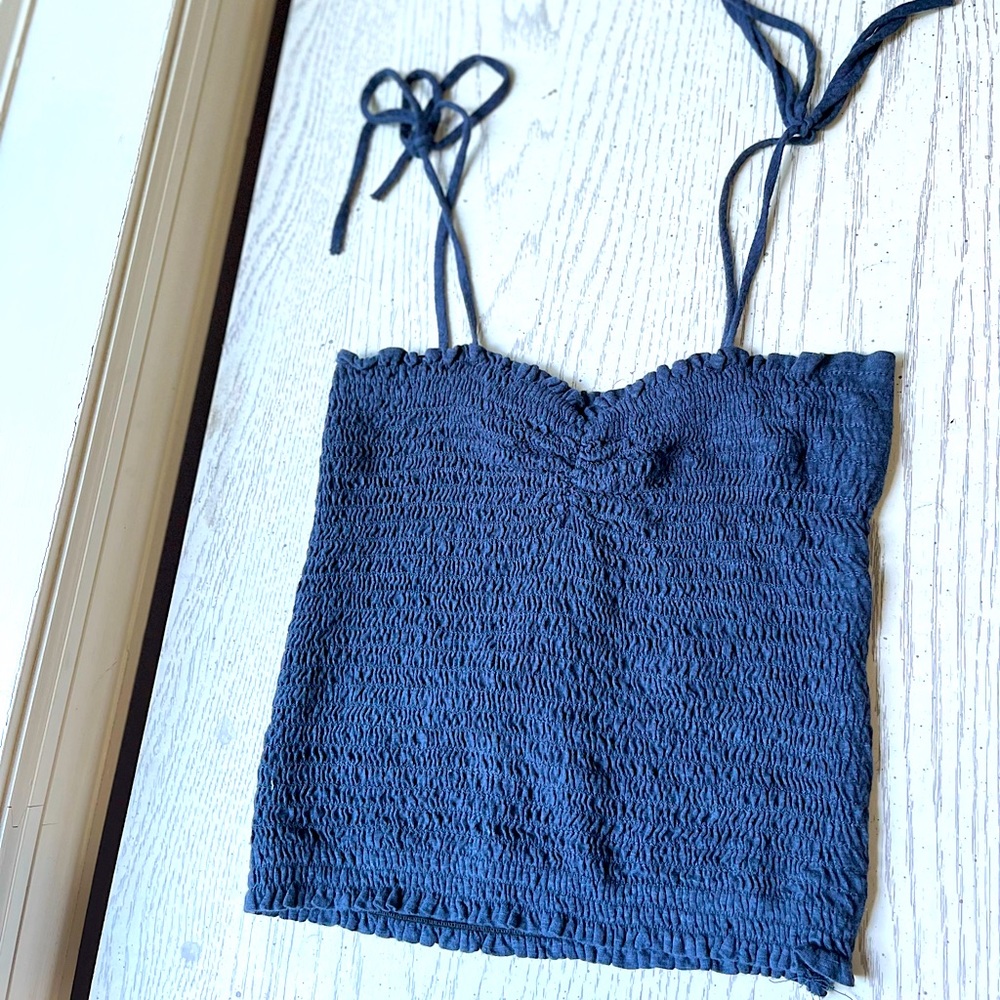 Emory Park Ruched Tube Top with Shoulder Ties